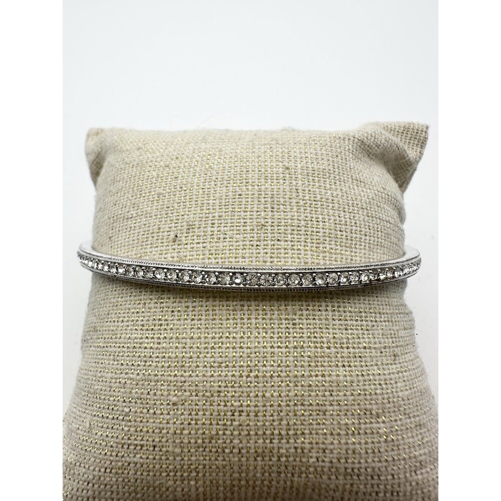 Nadri Pave Crystal Bangle Bracelet 8” Rhodium Plated